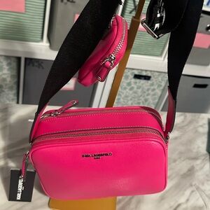 NWT KARL LAGERFELD PARIS MAYBELLE CROSSBODY BAG SHOULDER PURSE PINK